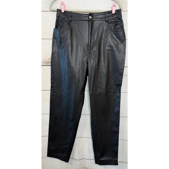 Zara Pants - Zara Sz 12 Faux Black Leather Pants Holiday Party Date Night EUC